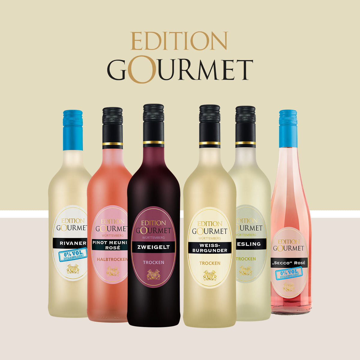 Auswahl verschiedener Weine der Serie Edition Gourmet von WZG.