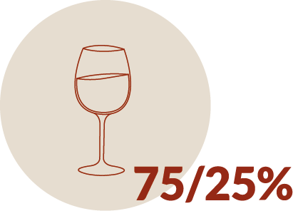 Icon: 75 Prozent Rotwein, 25 Prozent Weißwein in Württemberg
