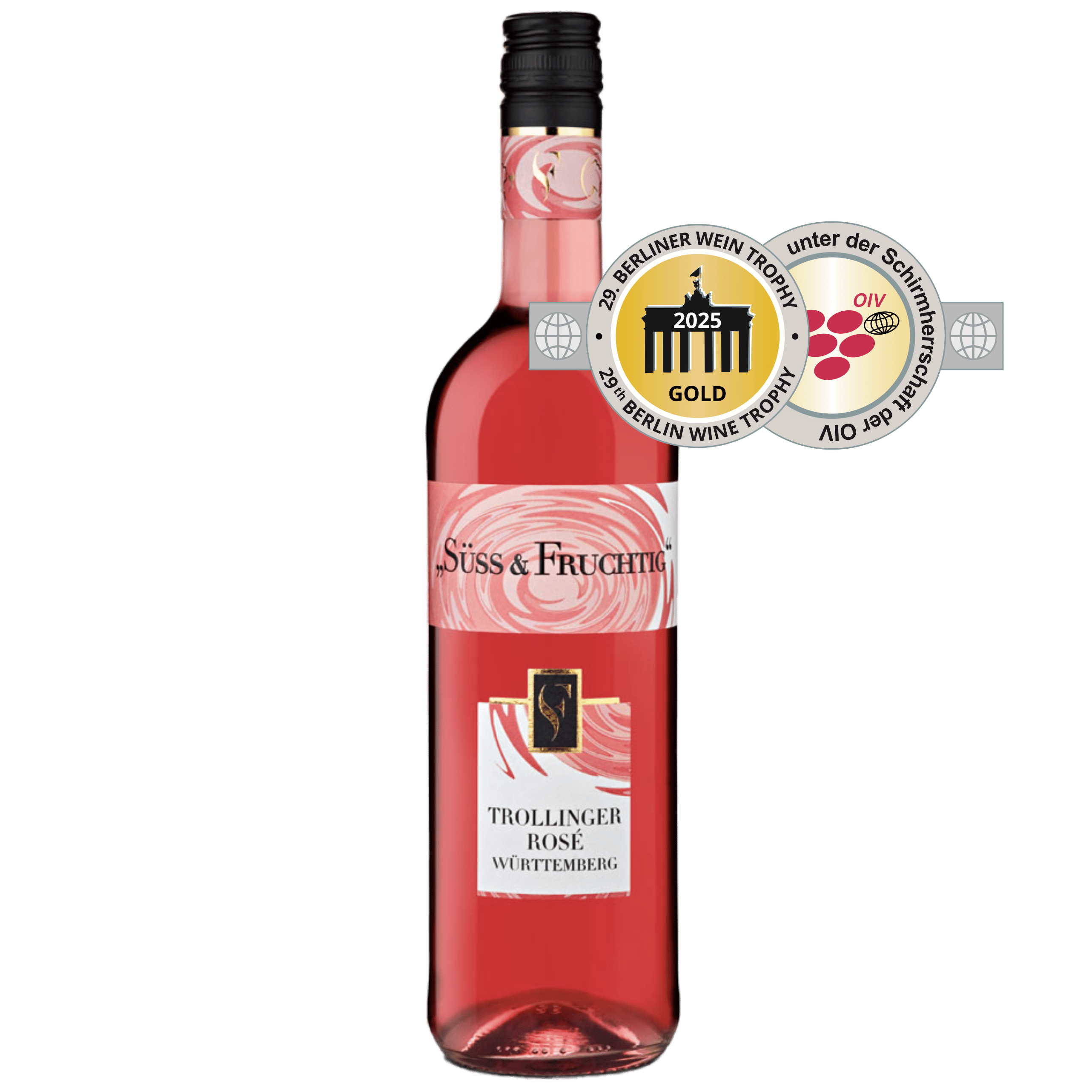 Roséweinflasche der Sorte Trollinger von Süss und Fruchtig aus dem WZG Weinshop