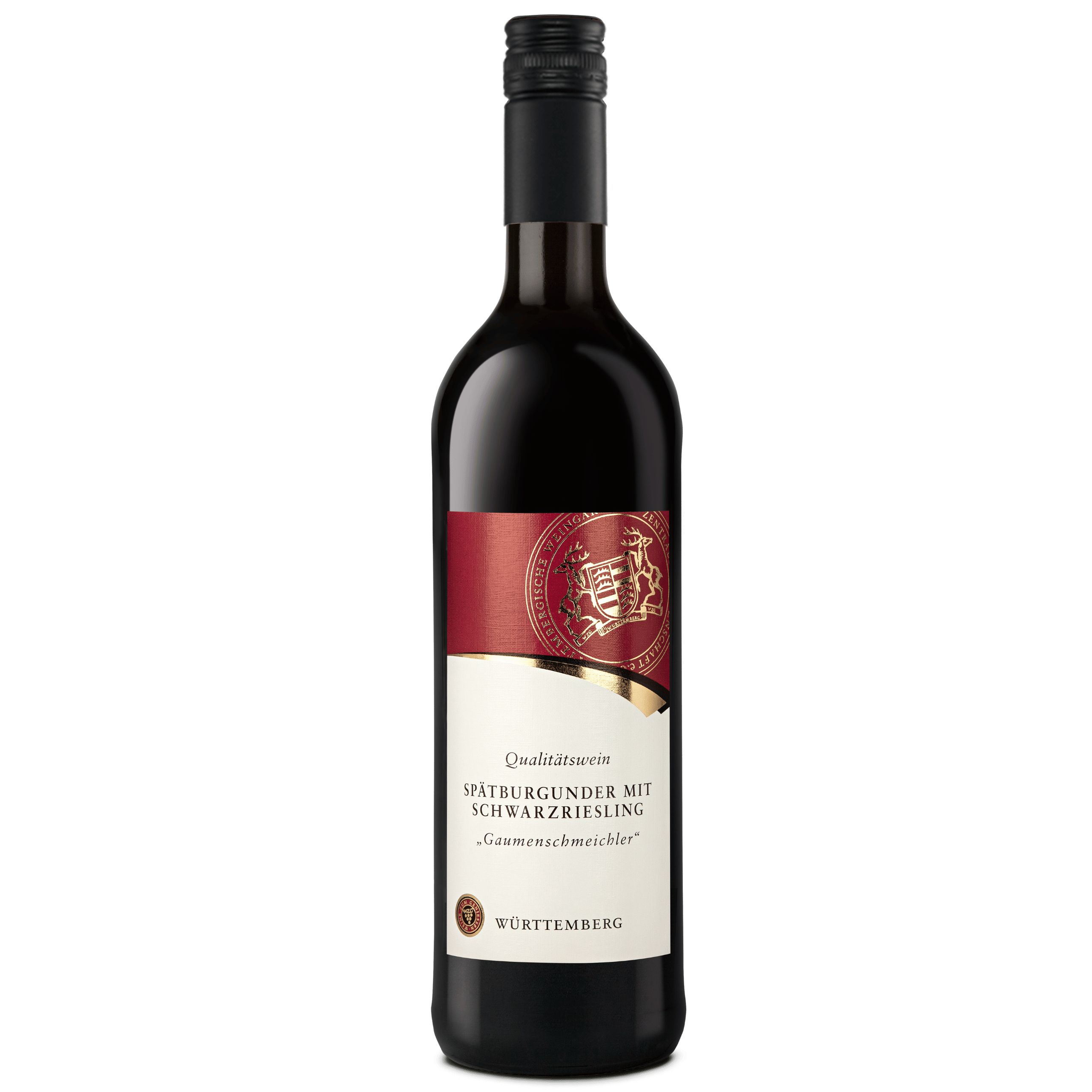 Rotweinflasche der Sorte Spätburgunder mit Schwarzriesling aus dem WZG Weinshop